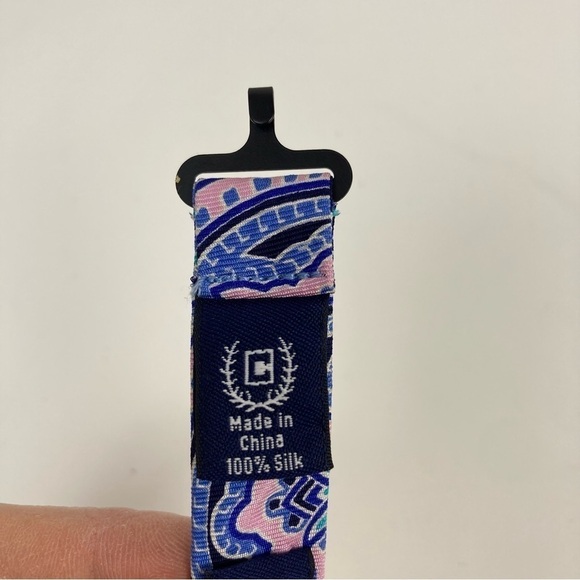 Men's Chaps Silk Bow Tie Blue/Pink Paisley Print Adjustable - Picture 5 of 10